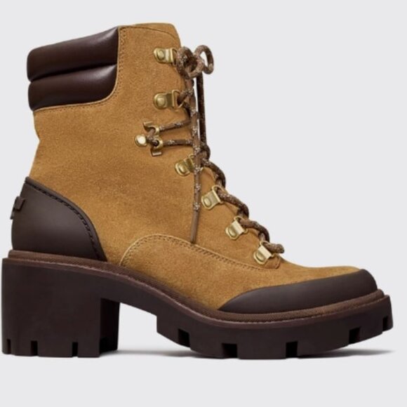 Brand new Tory Burch sz 9 Lug Block Sole ANKLE Platform Hiking Boot ALCE/COCONUT - Picture 3 of 4